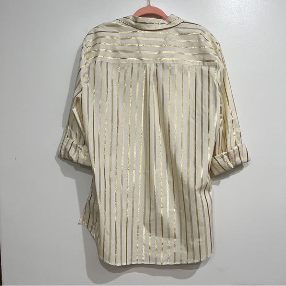 NWT XXL Cream and Gold Stripe Button Up - Picture 3 of 3